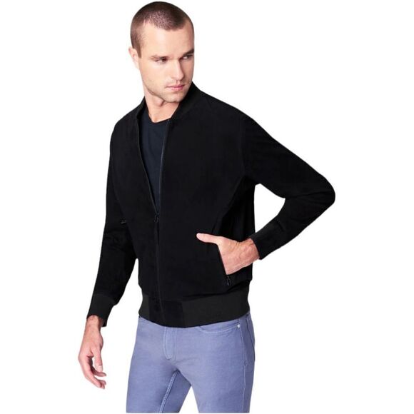 New  100% Goat Leather Bomber Black Suede BLANK NYC Nordstrom’s Men’s $398 - Picture 3 of 4